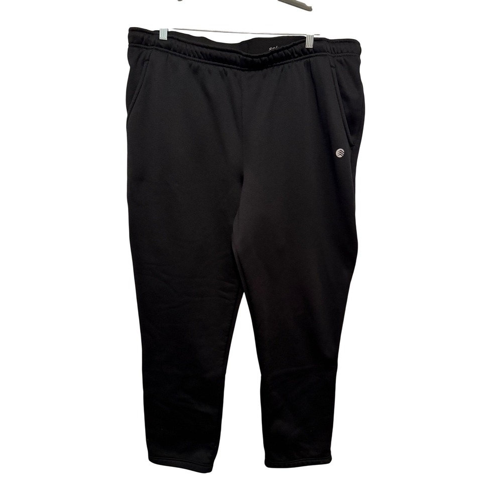 Solaris Black Fleece Lined Athletic Sweatpants Joggers Men's 2XT‎ Drawstring